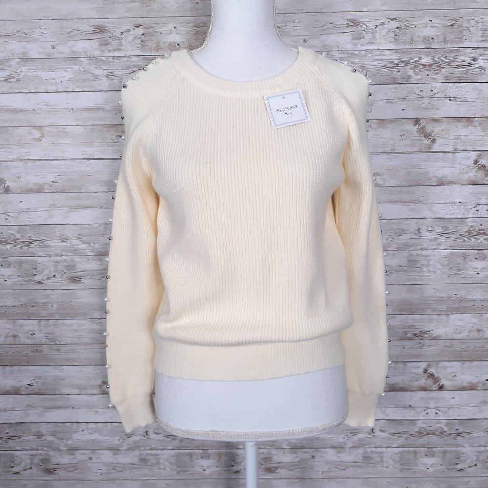 Belle De Jour Womens Sweater Cold Shoulder Beaded 137A